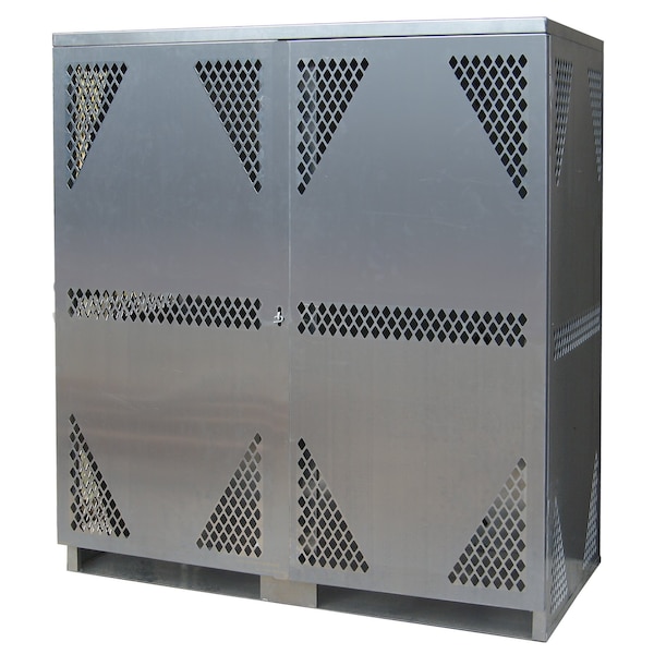 Securall 16 Cylinder Horizontal Aluminum LP & Oxygen Gas Storage Cabinet, 20 or 33 Lb, Standard 2-Door - LP16S