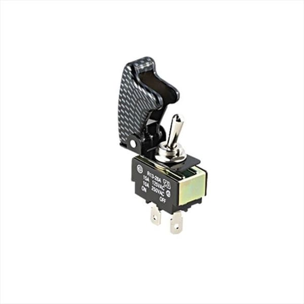 Pilot Automotive Pilot Automotive PL-SW26CF Toggle Switch With Carbon Fiber Look Safety Cover - PL-SW26CF