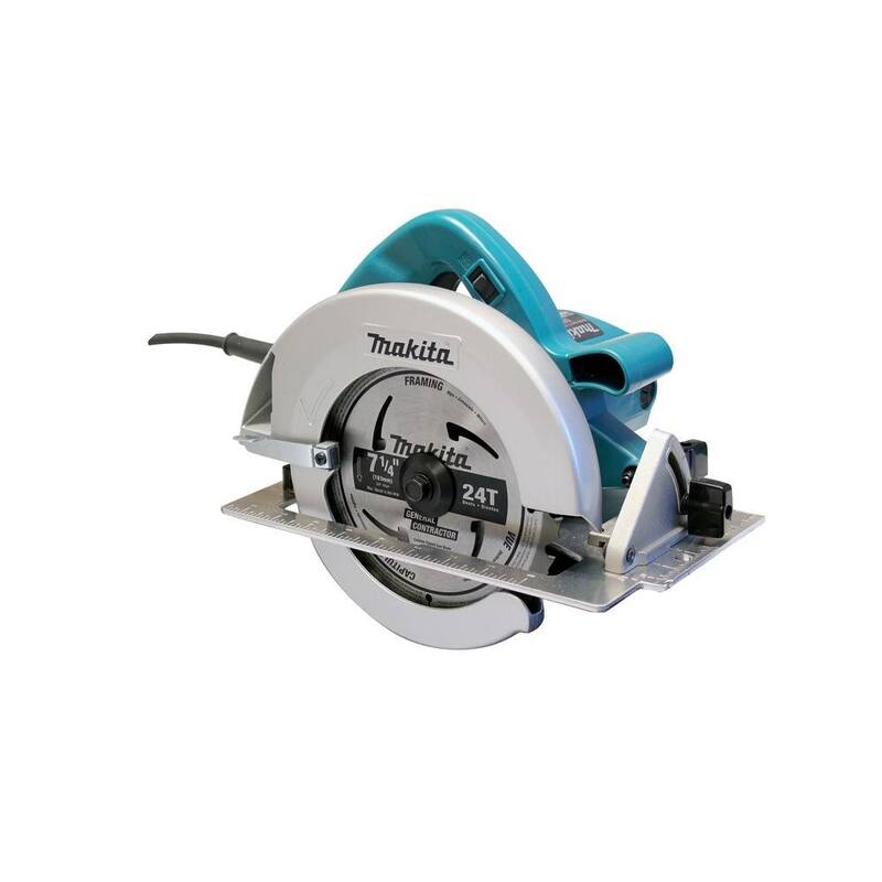 Sierra circular eléctrica con freno y 15 amperes de Makita con (2) luces LED integradas y hoja de 24 dientes - 5007FA