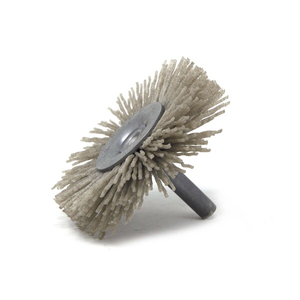 Brush Research Manufacturing BMC30AY120AO 3" Mandrel Mounted Wheel, 120 Grit Aluminum Oxide, .250" Shank Dia., .812" Trim - BMC30AY120AO
