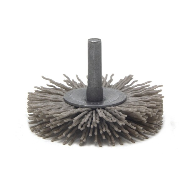 Brush Research Manufacturing BMC20AY180AO 2" Mandrel Mounted Wheel, 180 Grit Aluminum Oxide, .250" Shank Dia., .500" Trim - BMC20AY180AO