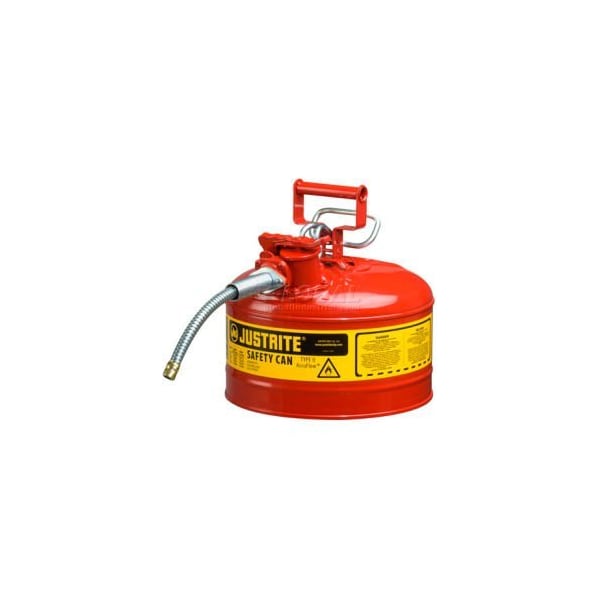 Justrite Safety Can, Steel, 2.5 gal, Red, 11 3/4 in Dia. - 7225120