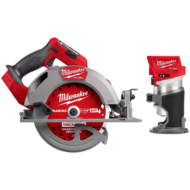 Si tuviéramos que traducir este título sin incluir la marca del producto sería: "Sierra circular inalámbrica sin escobillas Milwaukee M18 FUEL de 18V y 7-1/4 pulgadas con router - 2834-20-2723-20"