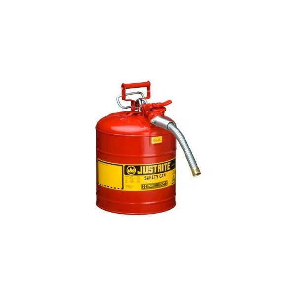 Justrite Safety Can, Steel, 5 gal, Red, 11 3/4 in Dia. - 7250130
