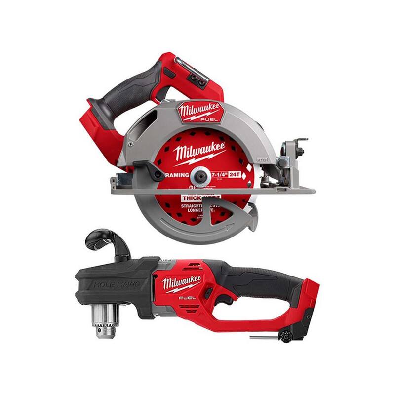 Sierra circular inalámbrica Milwaukee M18 FUEL 18V Lithium-Ion Brushless de 7-1/4 pulgadas con taladro Hole Hawg - 2834-20-2807-20