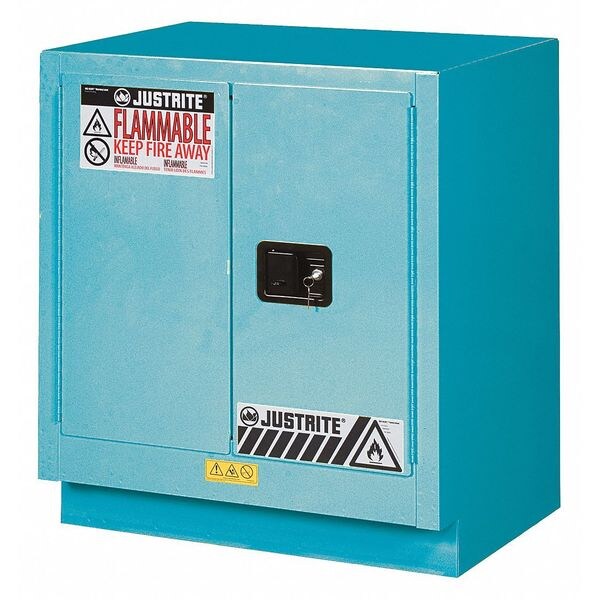 Justrite Corrosive Safety Cabinet, 19 gal, 1 Shelves, Steel, 30 in W x 35-3/4" H x 21-5/8 in D, Blue - 8831022