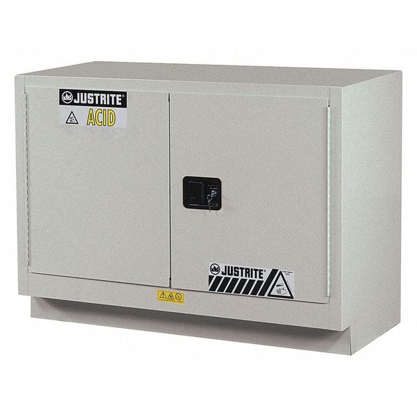 Justrite Corrosive Safety Cabinet, 31 gal, 1 Shelves, Steel, 48 in W x 35-3/4" H x 21-5/8 in D, Silver - 8849242