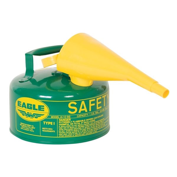 Eagle Mfg Safety Can, Metal, 1 gal, Green, 9 in Dia., Oil - UI10FSG