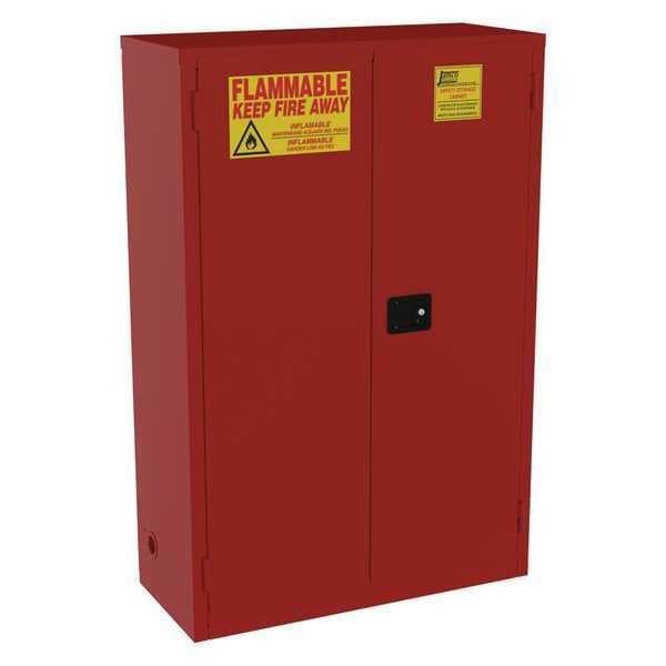 Jamco Flammables Safety Cabinet, 72 gal, 5 Shelves, Steel, 43 in W x 65 in H x 18 in D, Red - BP72RP