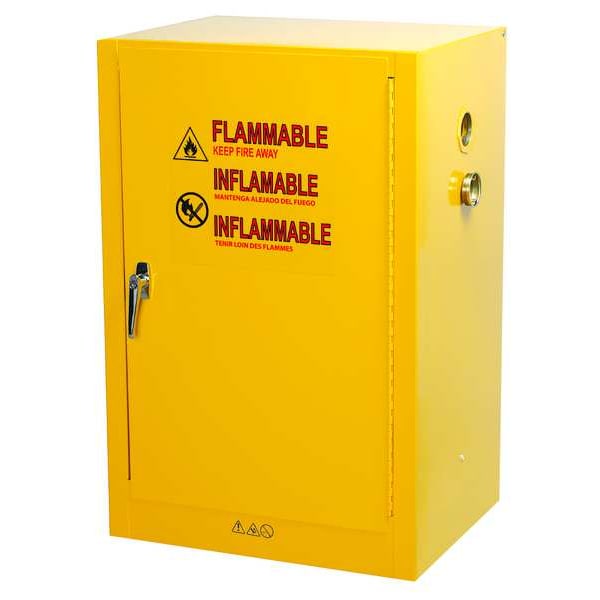 Condor Flammables Safety Cabinet, 12 gal, 1 Shelves, Steel, 23 in W x 36 1/2 in H x 18 in D, Yellow - 42X503