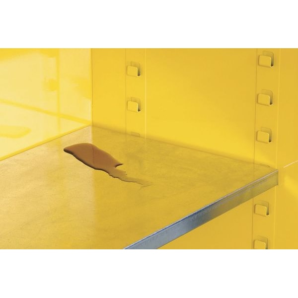 Justrite Flammables Safety Cabinet, 30 gal, 1 Shelves, Steel, 43 in W x 44 in H x 18 in D, Yellow - 893000
