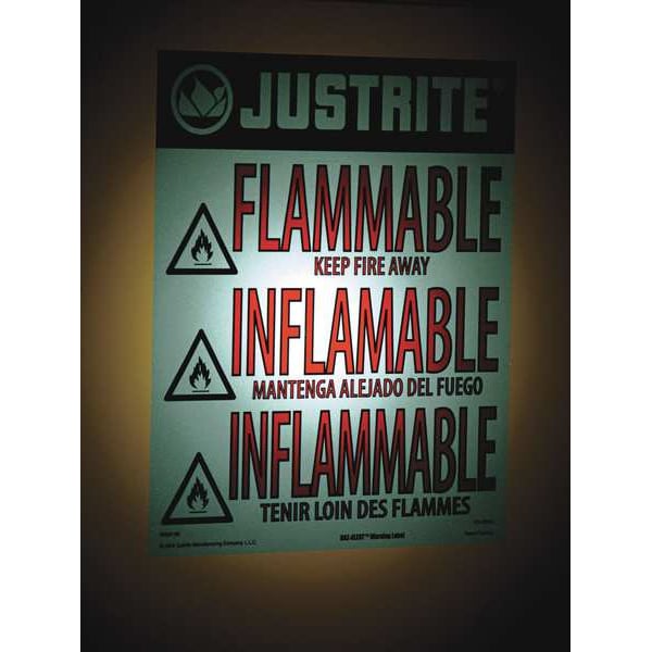 Justrite Flammables Safety Cabinet, 30 gal, 1 Shelves, Steel, 43 in W x 44 in H x 18 in D, Yellow - 893000