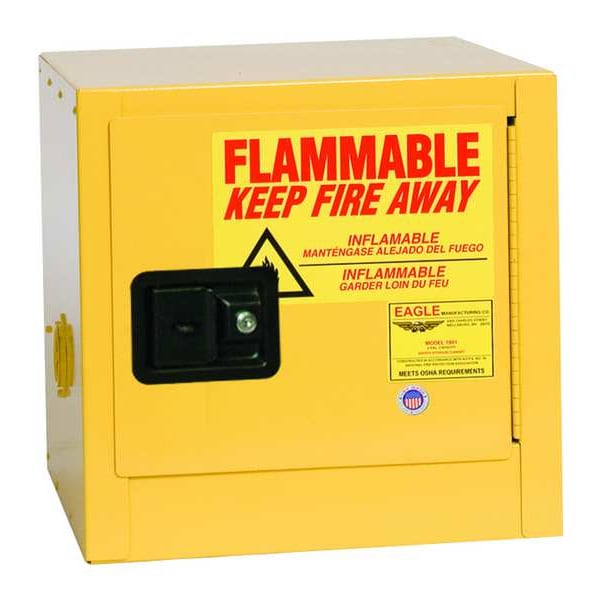 Eagle Mfg Flammables Safety Cabinet, 2 gal, 1 Shelves, Steel, 17 in W x 18 in H x 17 in D, Yellow - 1901X