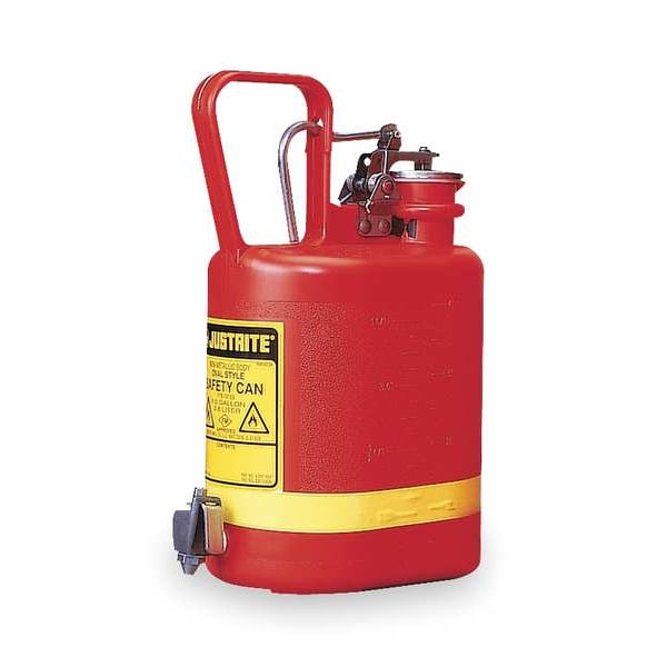 Justrite Safety Can, Polyethylene, 1 gal, Red, Not Applicable Dia., Flammables - 14160
