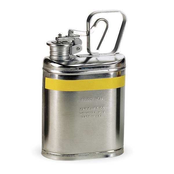 Eagle Mfg Safety Can, Stainless Steel, 1 gal, Silver, Not Applicable Dia., Flammables - 1301
