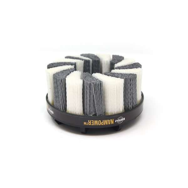 Nampower Brush NAMPOWER ADT12538120 Abrasive Disc Brush, Turbine Style, 125mm Diameter, 38mm Trim, 120 Grit - ADT12538120