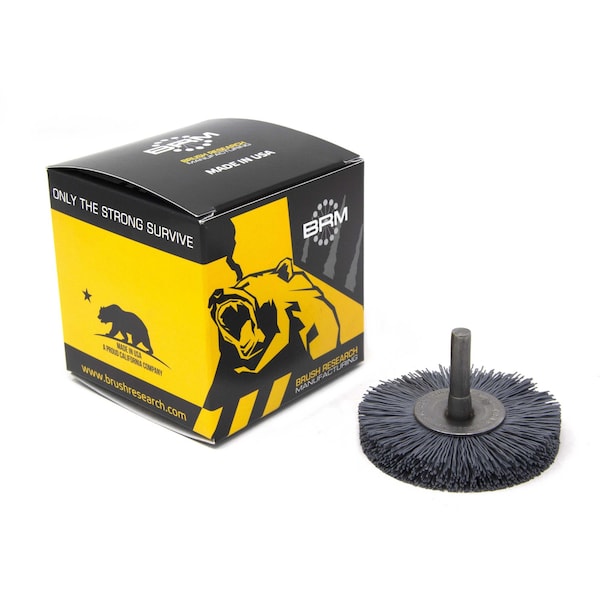 Brush Research Manufacturing BMC25AY500SC 2.5" Mandrel Mounted Wheel, 500 Grit Silicon Carbide, .250" Shank Dia., .687" Trim - BMC25AY500SC
