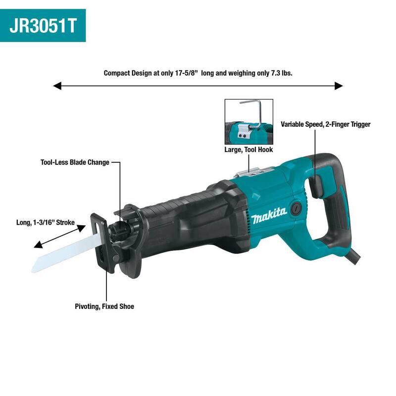 Sierra reciproca con cable de 12 amperes Makita - JR3051T
