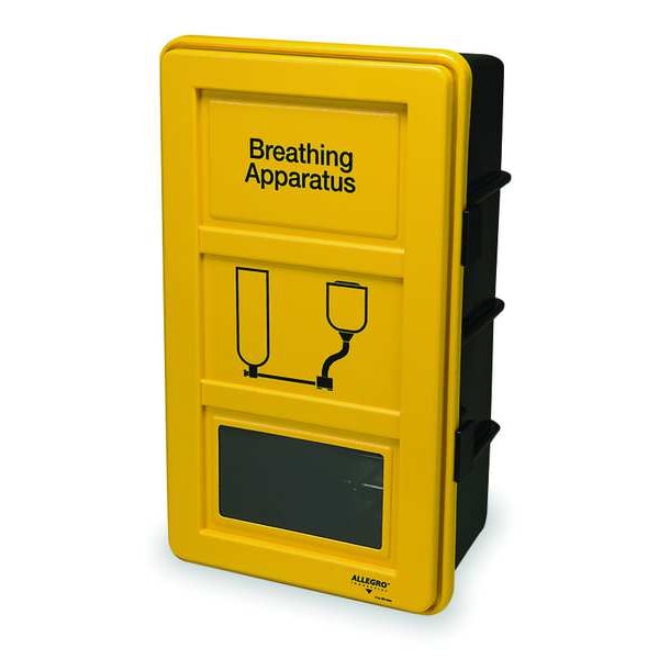 Allegro Industries SCBA Wall Cabinet, Plastic, 20 in W x 32 1/2 in H x 13 in D, Black/Yellow - 4100