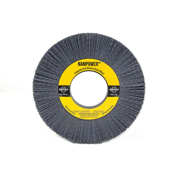Nampower Brush CW612320SC NAMPOWER Abrasive Wheel Brush, 6" Diameter, 320SC, 2" Arbor Hole, 1.5" Trim Length - CW612320SC