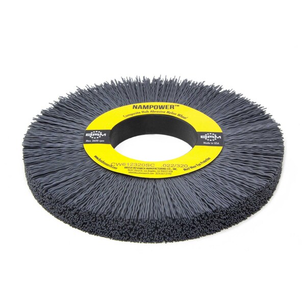 Nampower Brush CW612320SC NAMPOWER Abrasive Wheel Brush, 6" Diameter, 320SC, 2" Arbor Hole, 1.5" Trim Length - CW612320SC