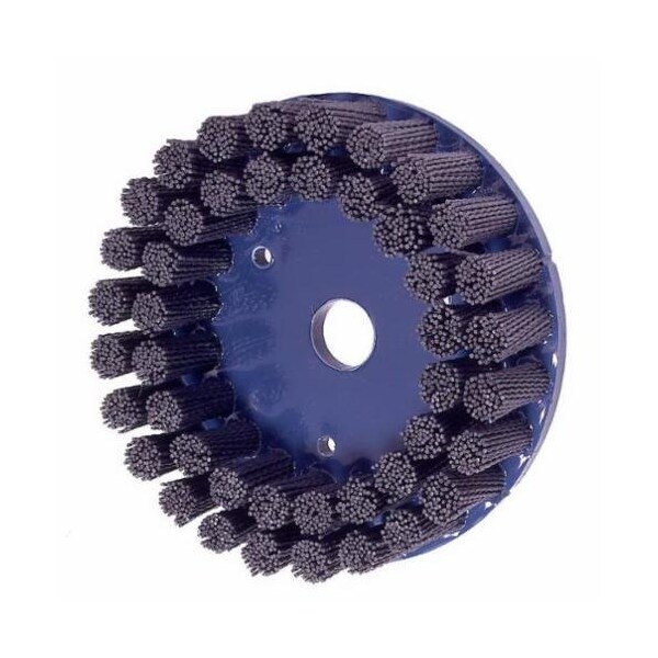 Nylox Disc Brush, Crimped Straight, 4 in Brush Dia, 7/8 in Center Hole, 0.04 in Filament/Wire Diameter, Ny - 85818