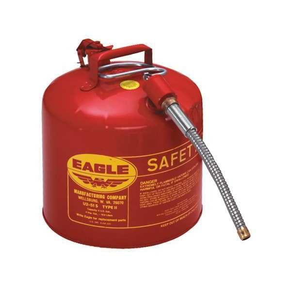 Eagle Mfg Safety Can, Steel, 5 gal, Red, 11 1/4 in Dia., Flammables - U251S