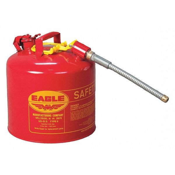 Eagle Mfg Safety Can, Steel, 5 gal, Red, 11 1/4 in Dia., Flammables - U251S