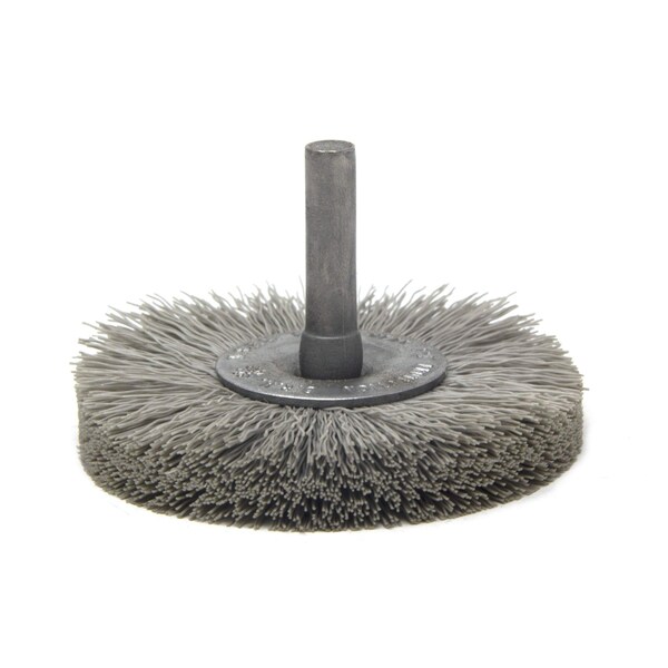 Brush Research Manufacturing BMC20AY500AO 2" Mandrel Mounted Wheel, 500 Grit Aluminum Oxide, .250" Shank Dia., .500" Trim - BMC20AY500AO