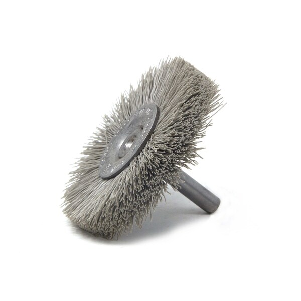 Brush Research Manufacturing BMC20AY500AO 2" Mandrel Mounted Wheel, 500 Grit Aluminum Oxide, .250" Shank Dia., .500" Trim - BMC20AY500AO
