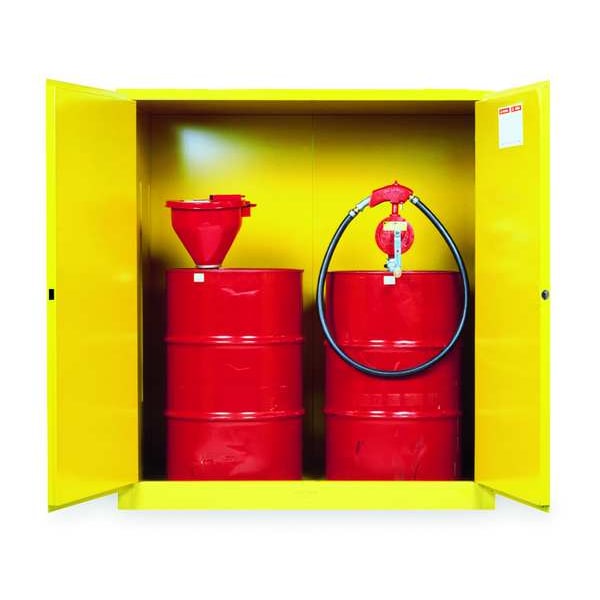Justrite Flammables Safety Cabinet, 110 gal, 1 Shelves, Steel, 59 in W x 65 in H x 34 in D, Yellow - 899160