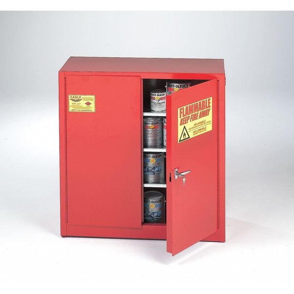 Eagle Mfg Flammables Safety Cabinet, 60 gal, 5 Shelves, Steel, 43 in W x 65 in H x 18 in D, Yellow - YPI45X