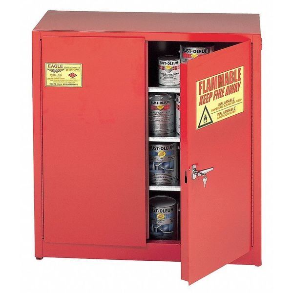Eagle Mfg Flammables Safety Cabinet, 60 gal, 5 Shelves, Steel, 43 in W x 65 in H x 18 in D, Yellow - YPI45X