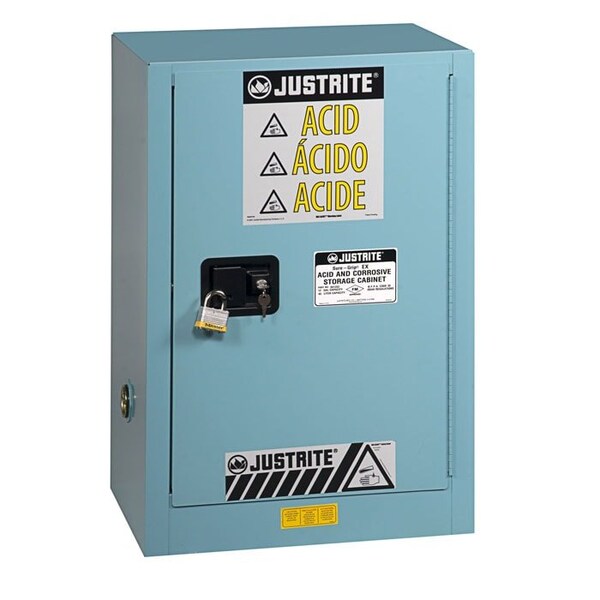 Justrite 15 gal, 1 Shelves, 18-Gauge Steel, 23.25 in W x 44 in H x 18 in D, Blue - 891502