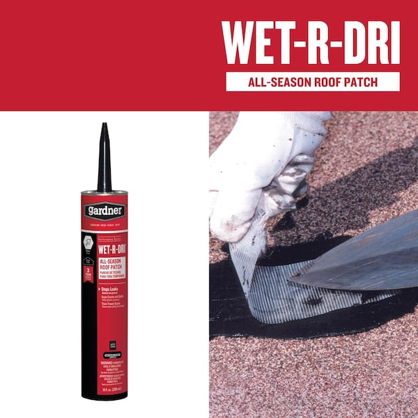 Black Jack Gardner WET-R-DRI Gloss Black Patching Cement All-Weather Roof Cement 10 oz - 2172-9-66