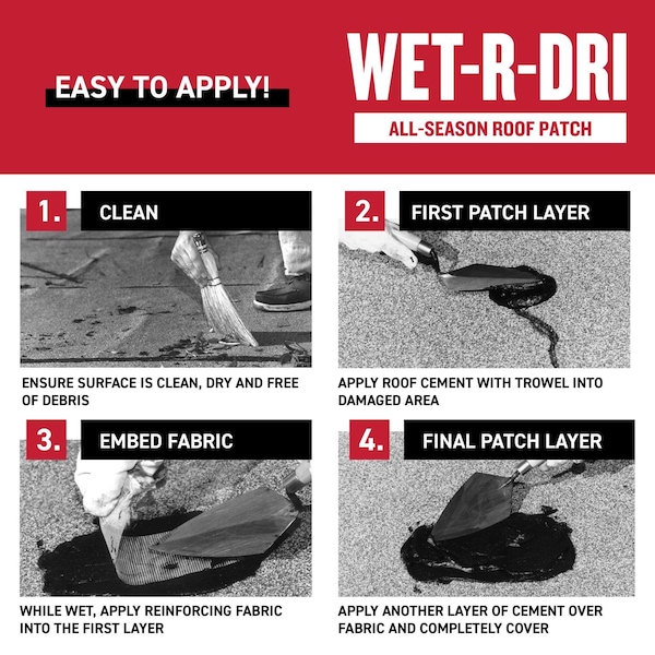 Black Jack Gardner WET-R-DRI Gloss Black Patching Cement All-Weather Roof Cement 10 oz - 2172-9-66