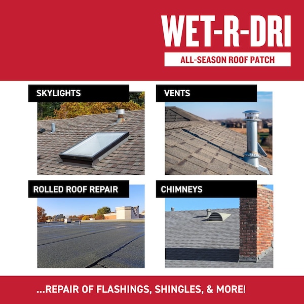 Black Jack Gardner WET-R-DRI Gloss Black Patching Cement All-Weather Roof Cement 10 oz - 2172-9-66