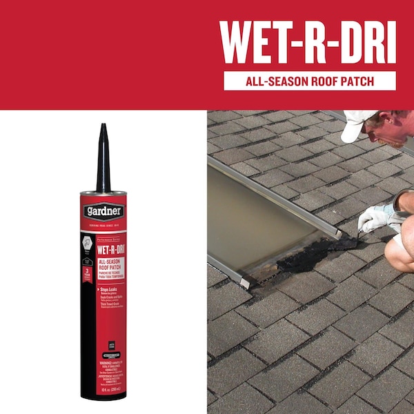 Black Jack Gardner WET-R-DRI Gloss Black Patching Cement All-Weather Roof Cement 10 oz - 2172-9-66