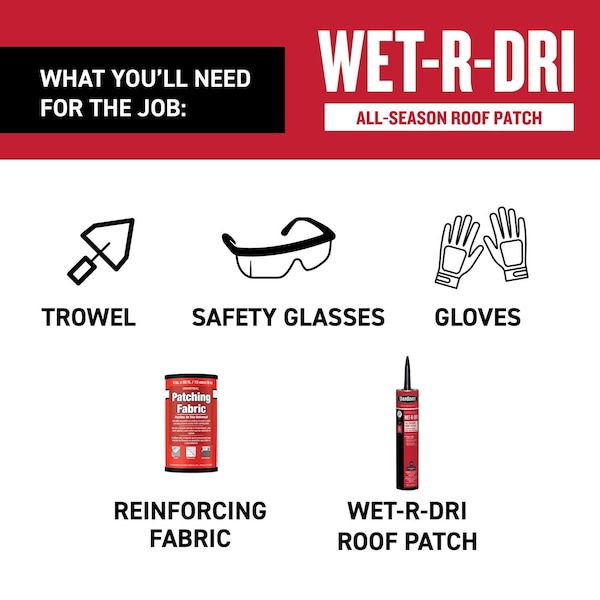 Black Jack Gardner WET-R-DRI Gloss Black Patching Cement All-Weather Roof Cement 10 oz - 2172-9-66