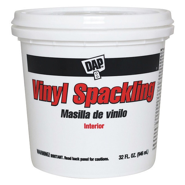 Dap Vinyl Spackling Paste, 1 qt, Tub, White, Vinyl Spackling - 12132