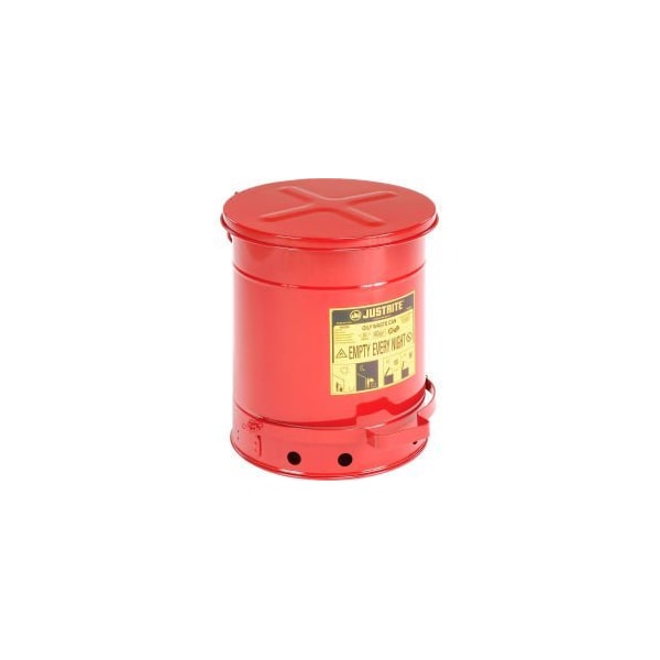 Justrite Justrite 10 Gallon Oily Waste Can, Red - 09300 - 9300