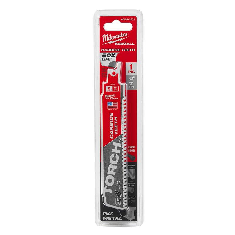 Milwaukee Sierra Recíproca SUPER SAWZALL de 15 amperios y 1-1/4 pulgadas de carrera con estuche rígido y hoja de sierra carburo SAWZALL - 6538-21-48-00-5201