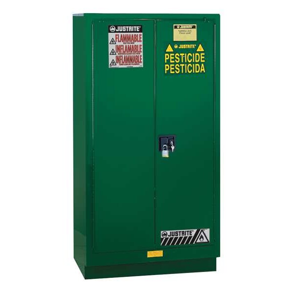 Justrite Pesticides Safety Cabinet, 12 gal, 1 Shelves, Steel, 23 1/4 in W x 35 in H x 18 in D, Green - 891204