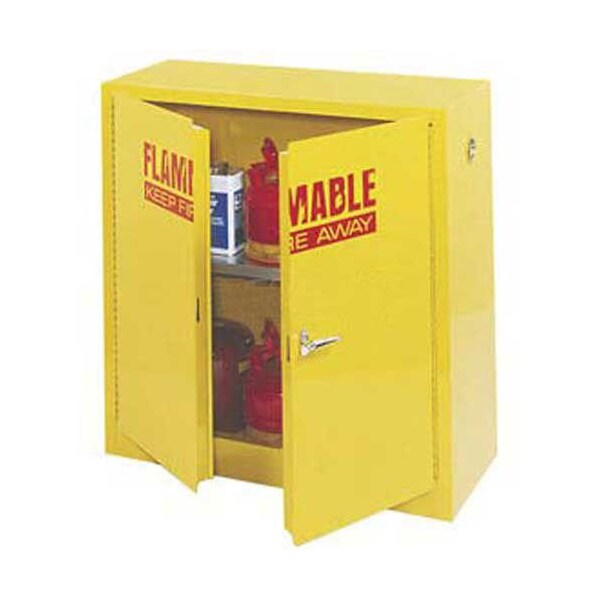 Global Industrial Flammable Liquid Cabinet, 30 Gallon, Manual Close Double Door, 43W x 18D x 44H - 116053