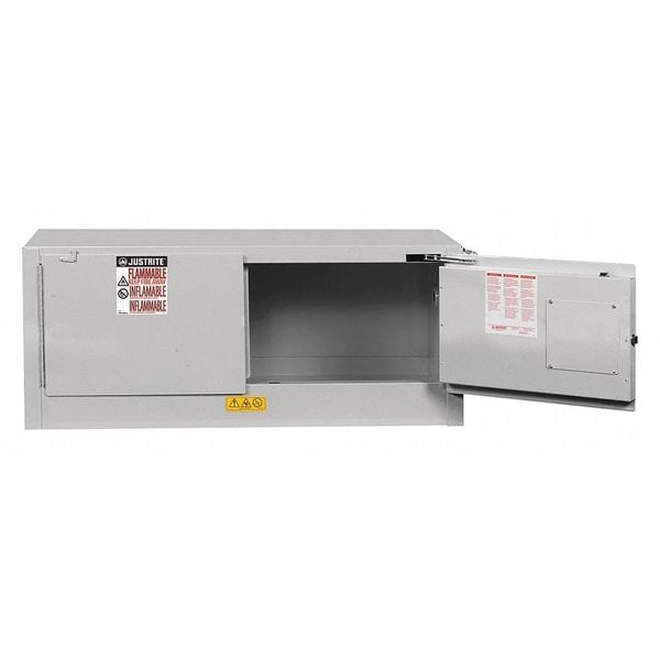 Justrite Flammable Liquid Safety Cabinet, 12 gal, 1 Shelves, Galvanized Steel, 43 in W x 18 in H x 18 in D - 891323