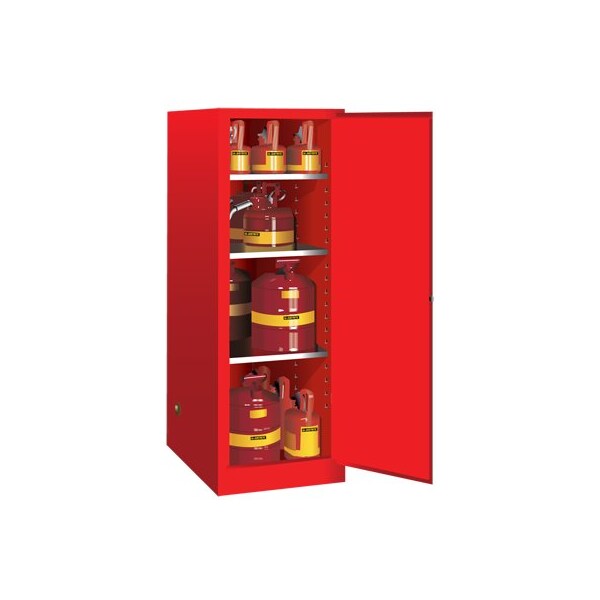 Justrite 90 gal, 2 Shelves, 18-Gauge Steel, 43 in W x 65 in H x 34 in D, Yellow - JT895401