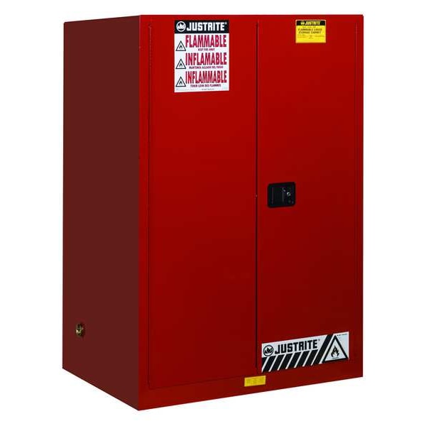 Justrite Flammables Safety Cabinet, 110 gal, 1 Shelves, Steel, 59 in W x 65 in H x 34 in D, Red - 899161
