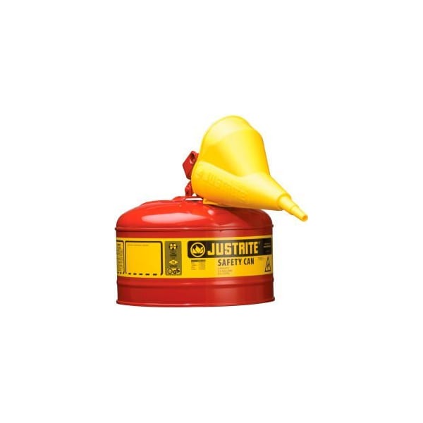 Justrite Justrite Safety Can Type I212 Gallon Galvanized Steel with Funnel, Red, 7125110 - 7125110