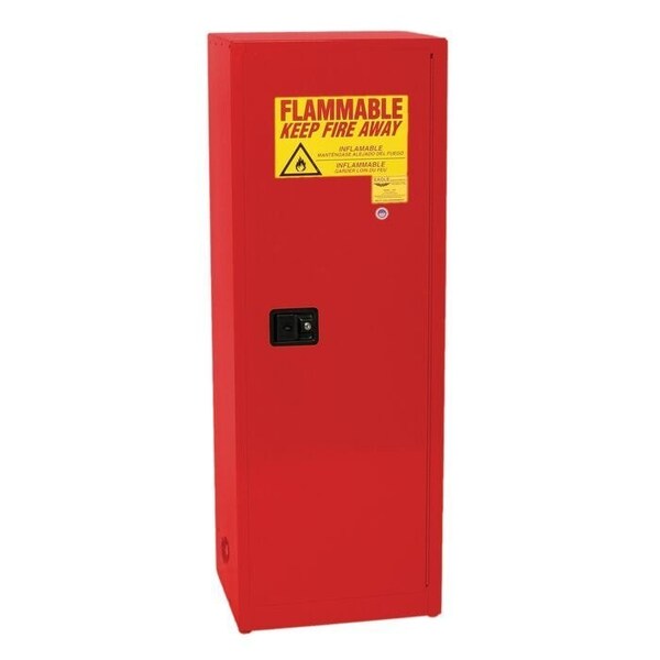 Eagle Mfg Flammables Safety Cabinet, 24 gal, 3 Shelves, Steel, 23 1/4 in W x 65 in H x 18 in D, Red - 2310XRED