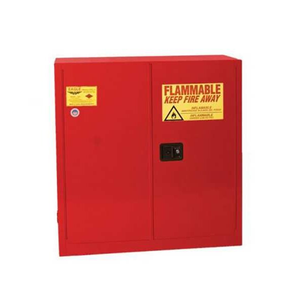Eagle Mfg Flammables Safety Cabinet, 40 gal, 0 Shelves, Steel, 43 in W x 44 in H x 18 in D, Red - PI30X